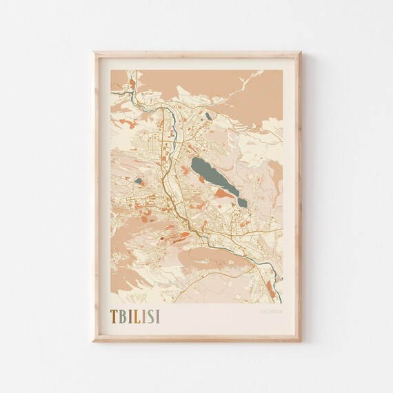 Tbilisi Map Poster Print Wall Art Georgia Travel Gift Boho Decor