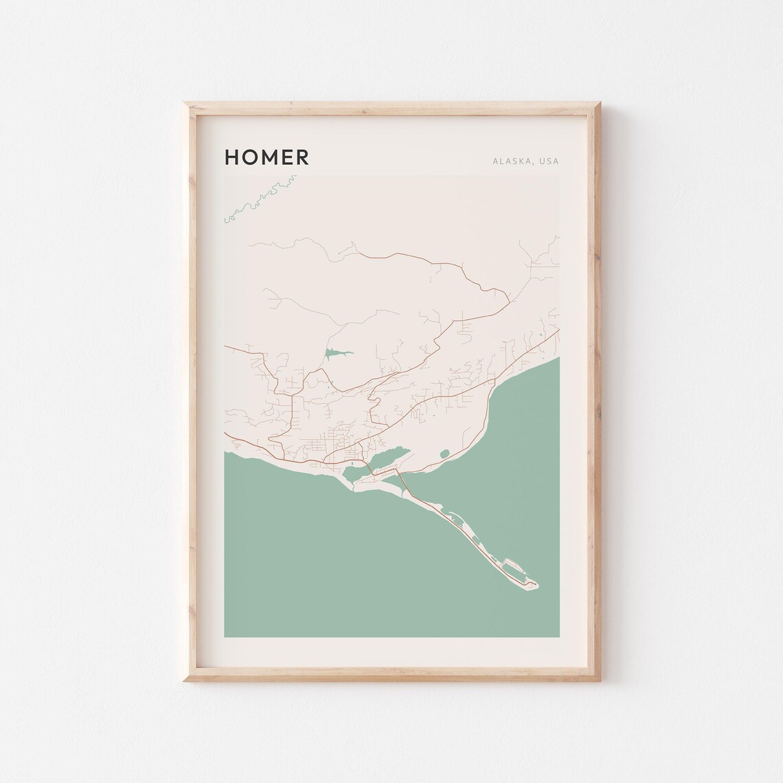Homer Alaska Minimalist Line Street Map Modern City Art Poster
