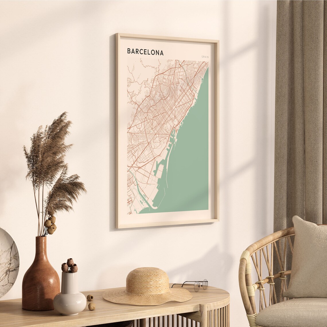 Barcelona Spain Minimalist City Street Map Art Poster Home Decor - Image 3