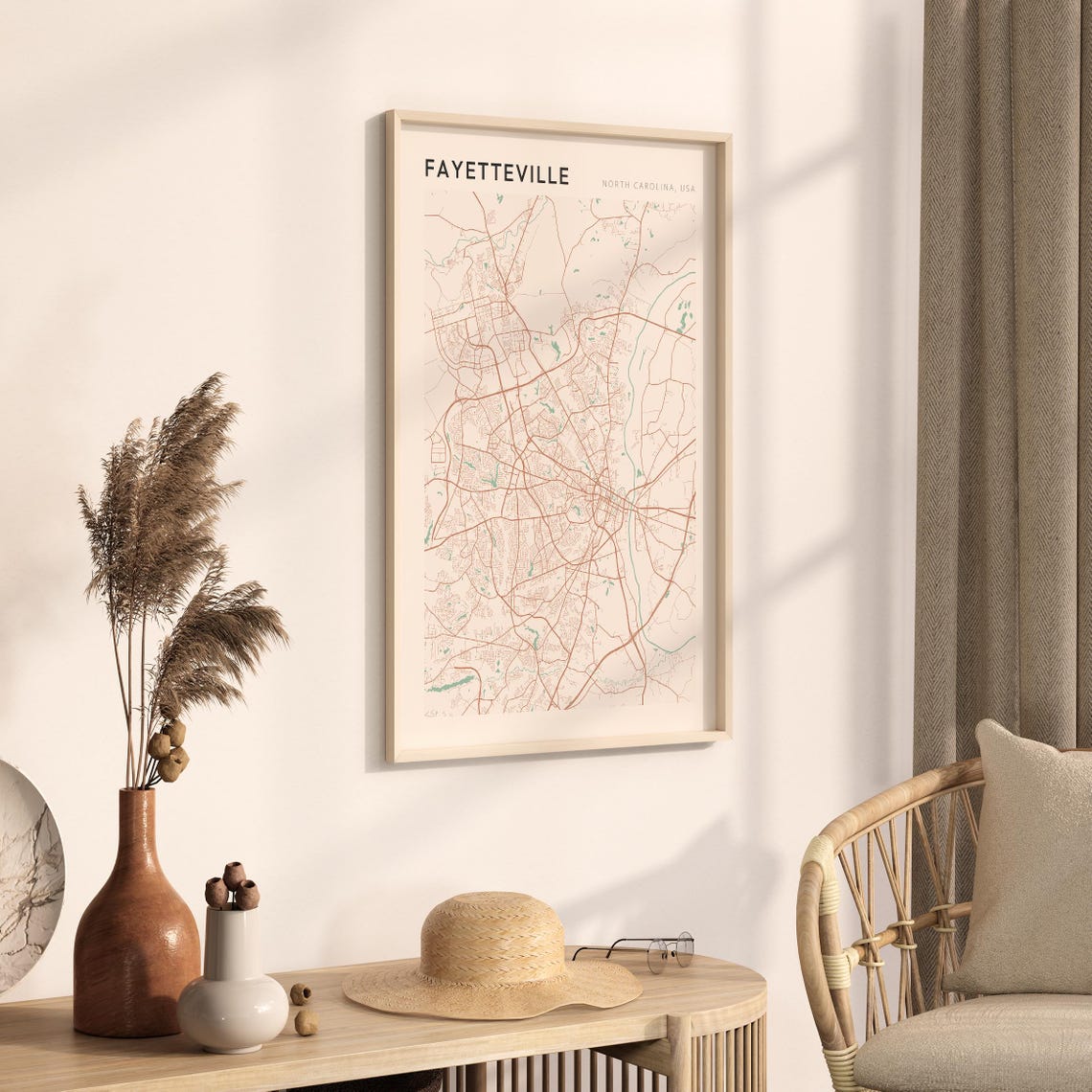 Fayetteville Map Poster Fayetteville Print Fayetteville Poster Fayetteville Wall Art North Carolina Travel Gift Farmhouse Decor - Image 3