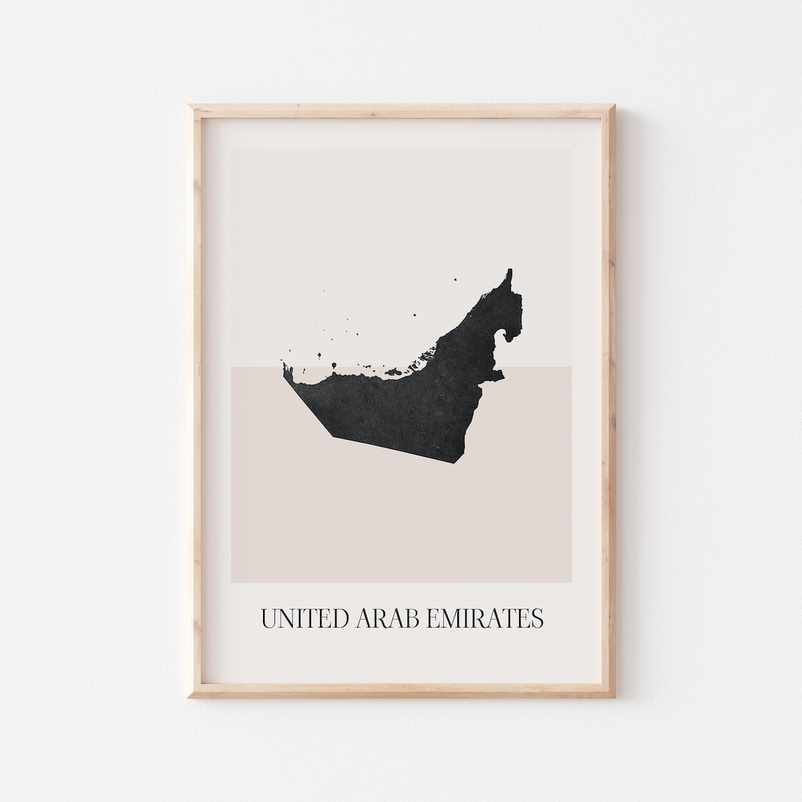 United Arab Emirates Country Map Minimalist Black Beige Boho Decor Poster