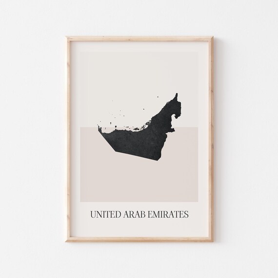 United Arab Emirates Map Poster Print Minimalist Boho Wall Art Uae