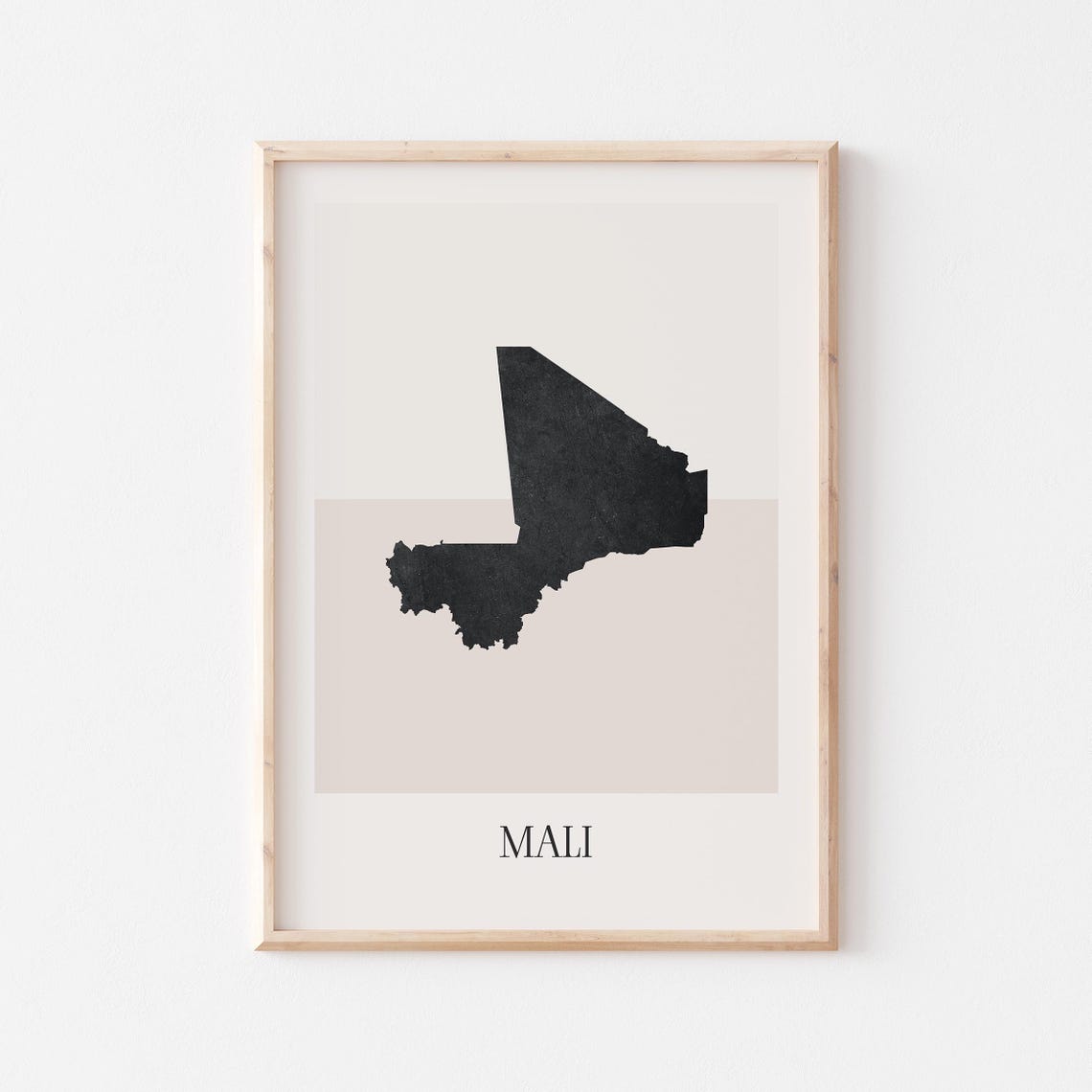 Mali Country Map Minimalist Boho Silhouette Beige Black Style Poster
