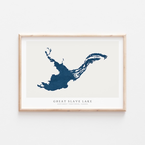 Great Slave Lake Print Poster Art Wall Map Canada
