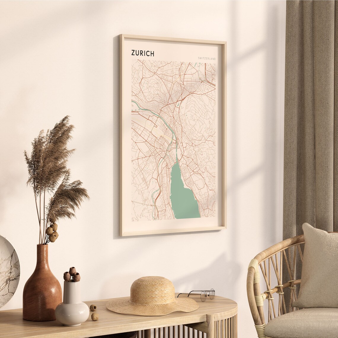 Zurich Switzerland Minimalist City Street Map Art Poster Home Decor - Image 3