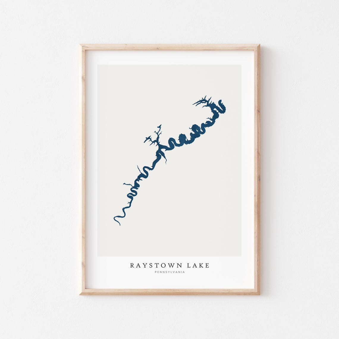 Raystown Lake Pennsylvania Navy Blue Map Silhouette Art Poster