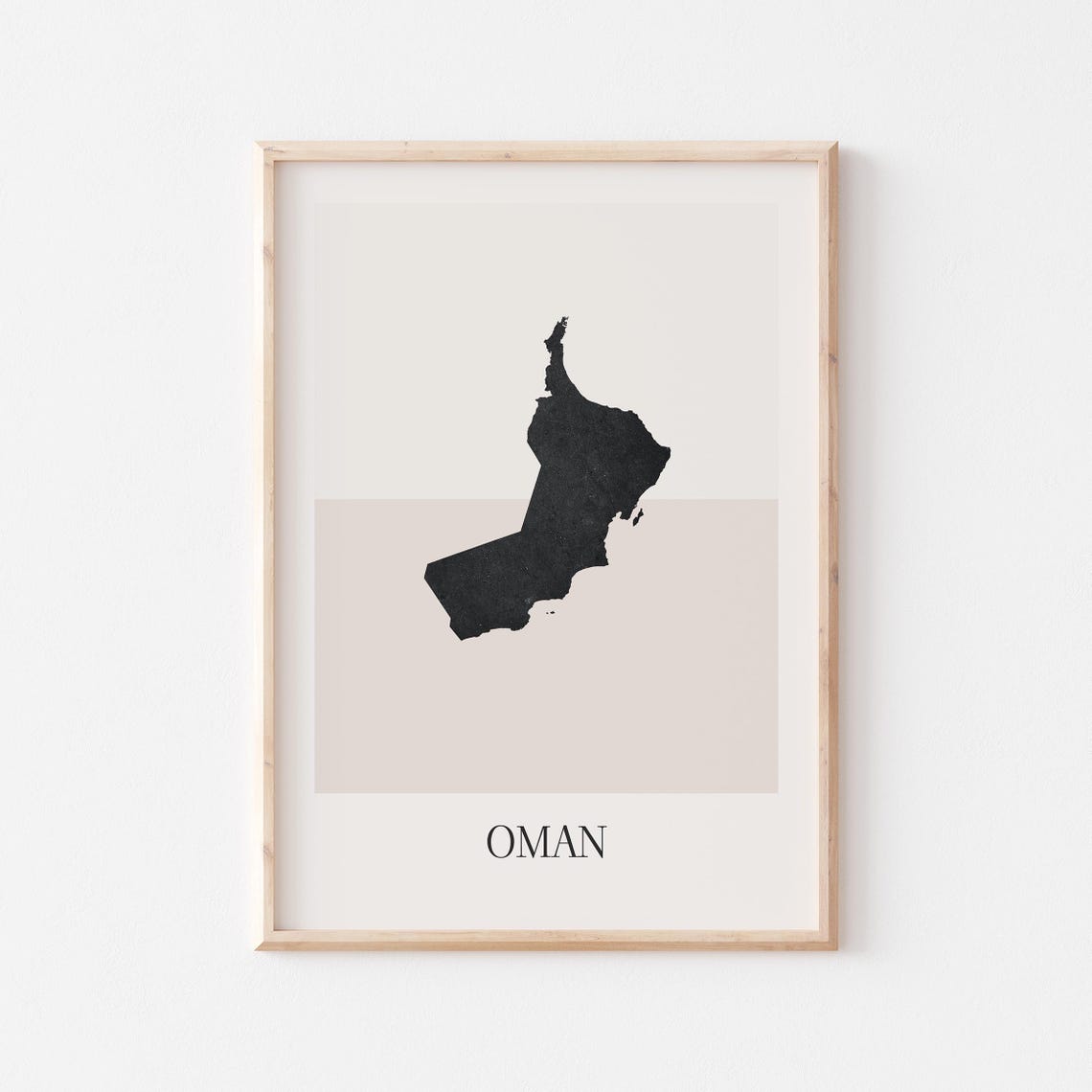 Oman Country Map Minimalist Black Beige Boho Home Decor Poster