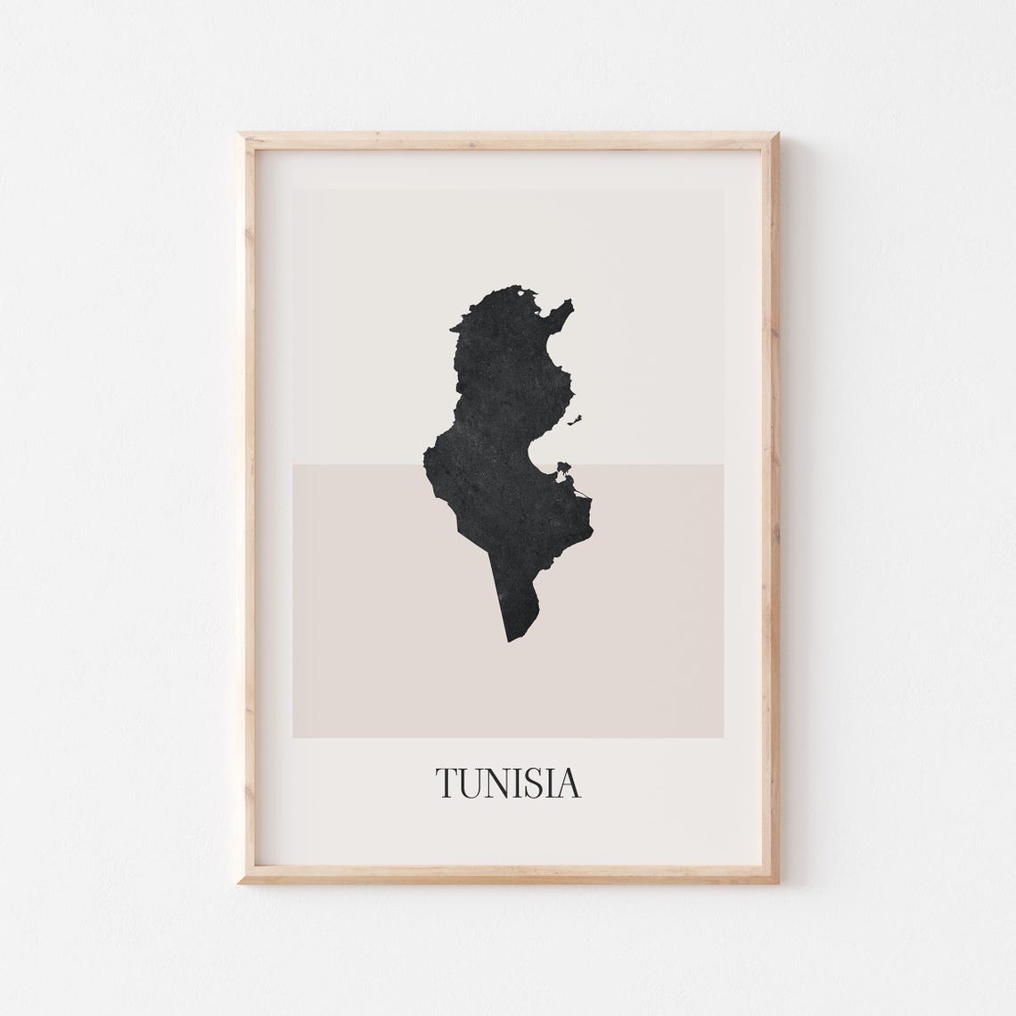 Tunisia Minimalist Country Map Black Silhouette Boho Style Poster