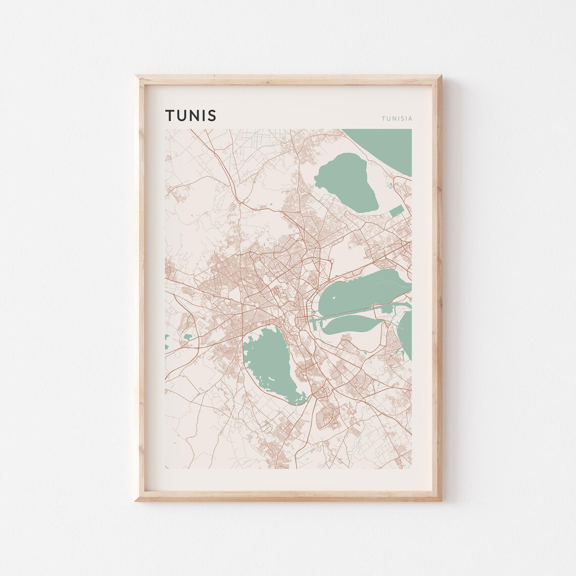 Tunis Map Poster Print Wall Art Tunisia Africa Travel Gift Minimalist