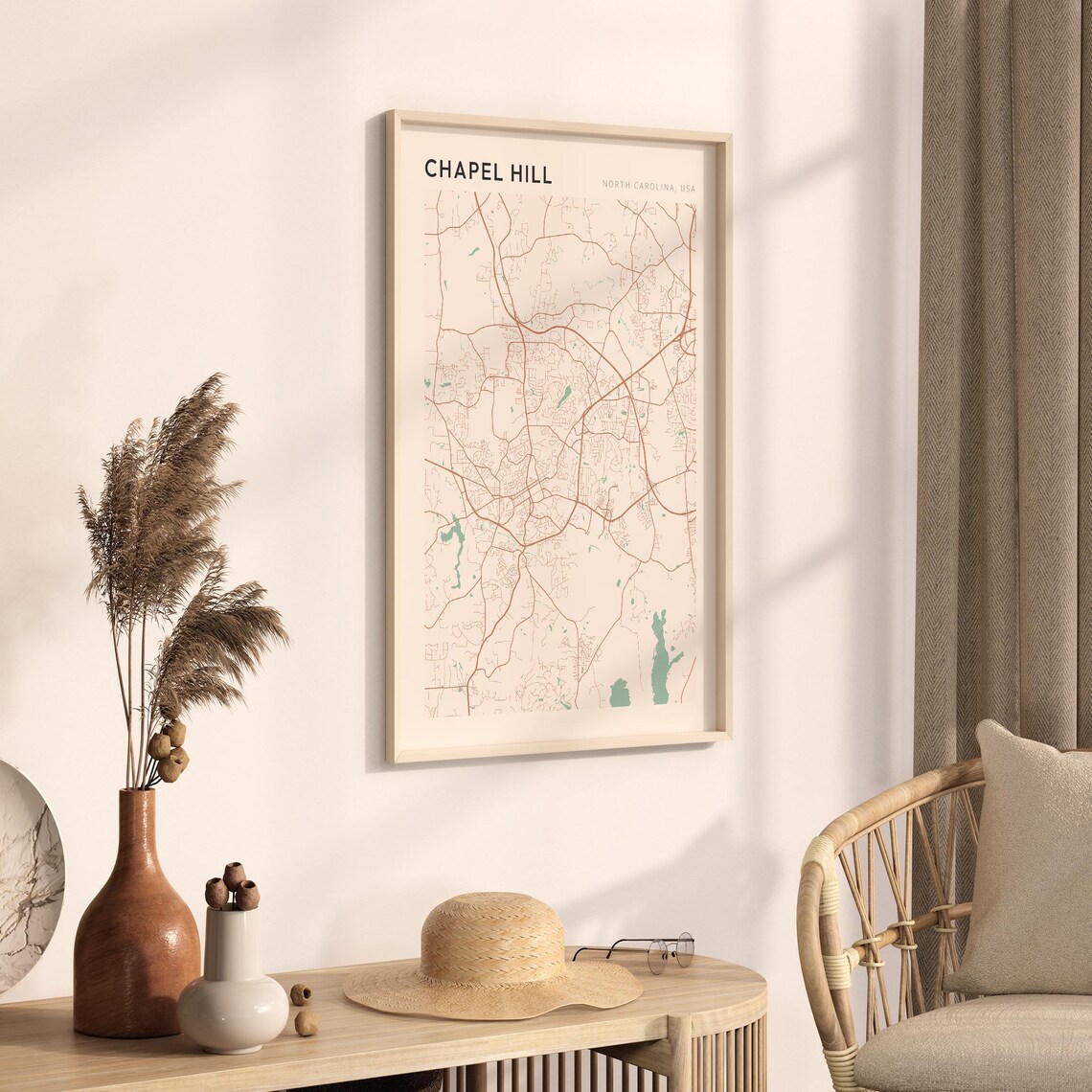 Chapel Hill North Carolina Minimalist Line Art Street Map Poster - Image 3