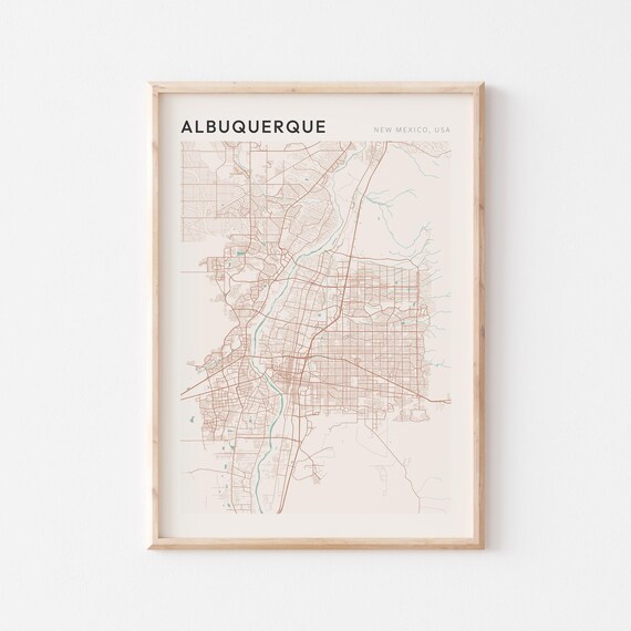 Albuquerque New Mexico USA Modern Beige Minimal City Street Map Poster