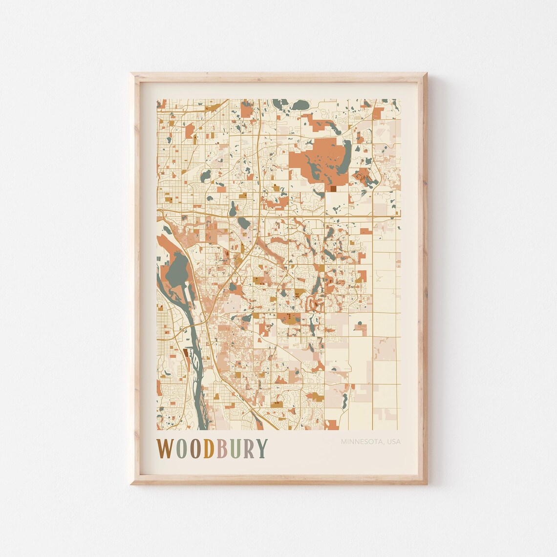 Woodbury Minnesota Scandinavian Boho City Map Wall Decor Poster