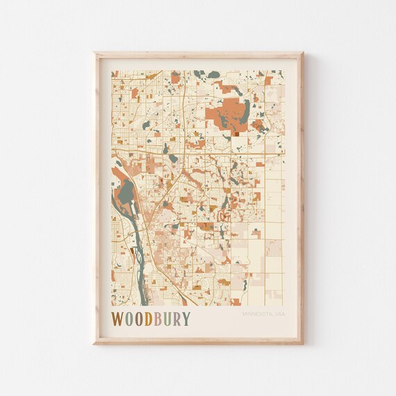 Woodbury Minnesota Scandinavian Boho City Map Wall Decor Poster