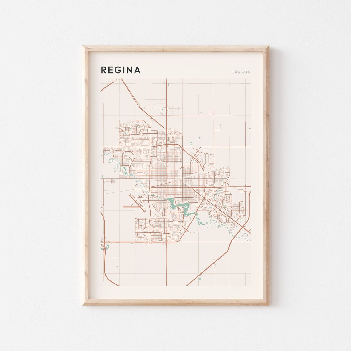 Regina Saskatchewan Canada Modern Minimalist City Map Poster