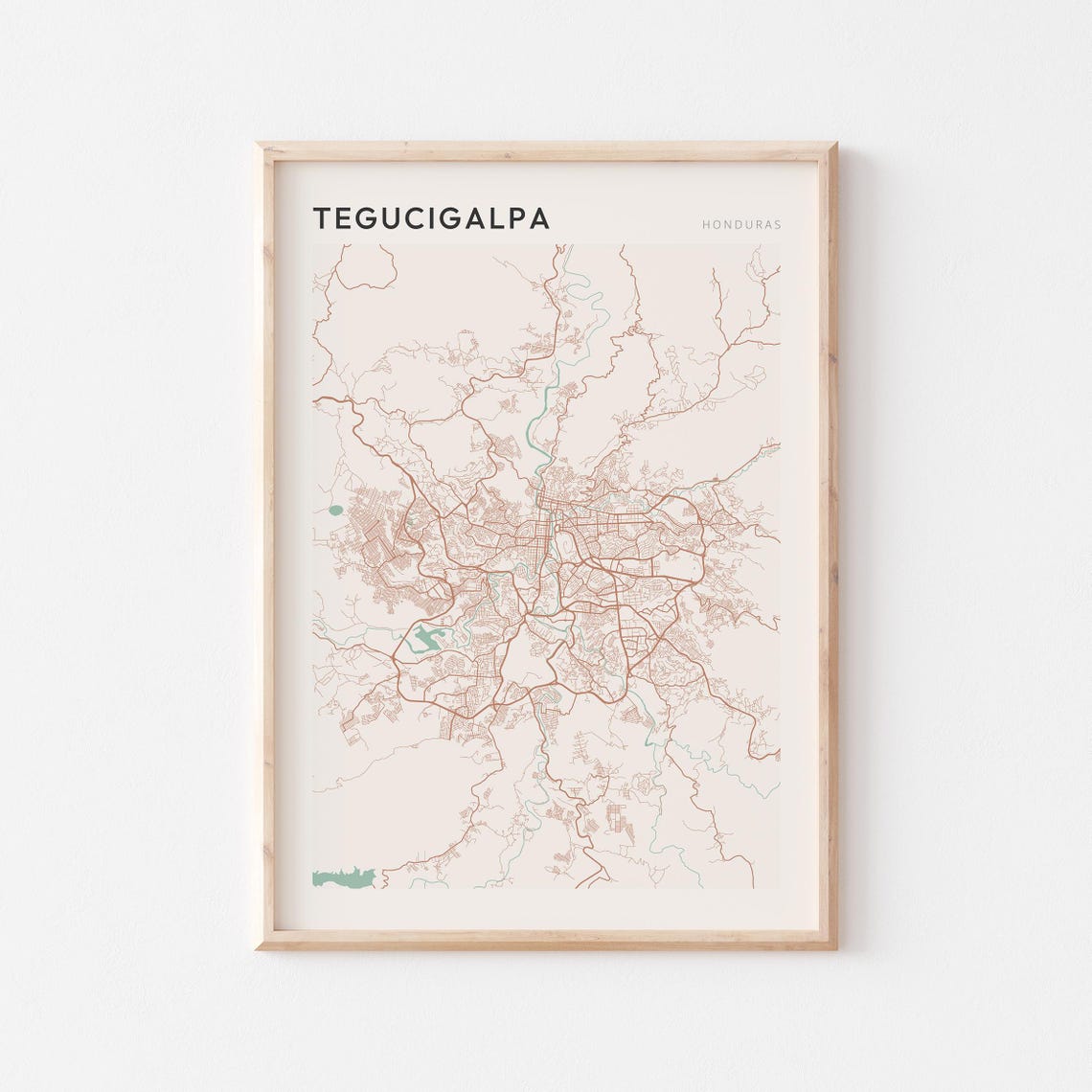 Tegucigalpa Honduras City Map Minimalist Beige Travel Poster