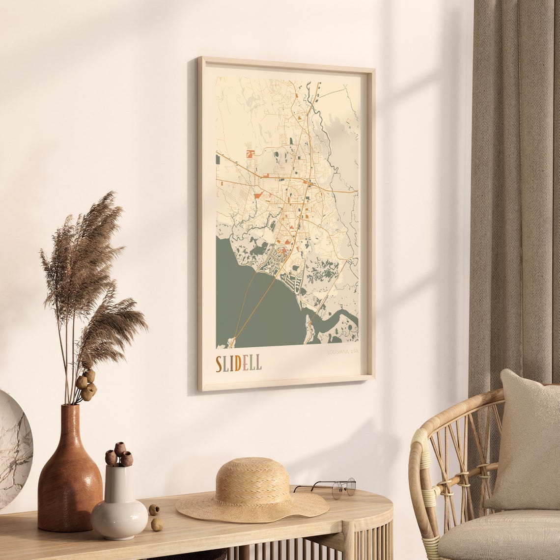 Slidell Louisiana Modern Terracotta City Street Map Art Poster - Image 3