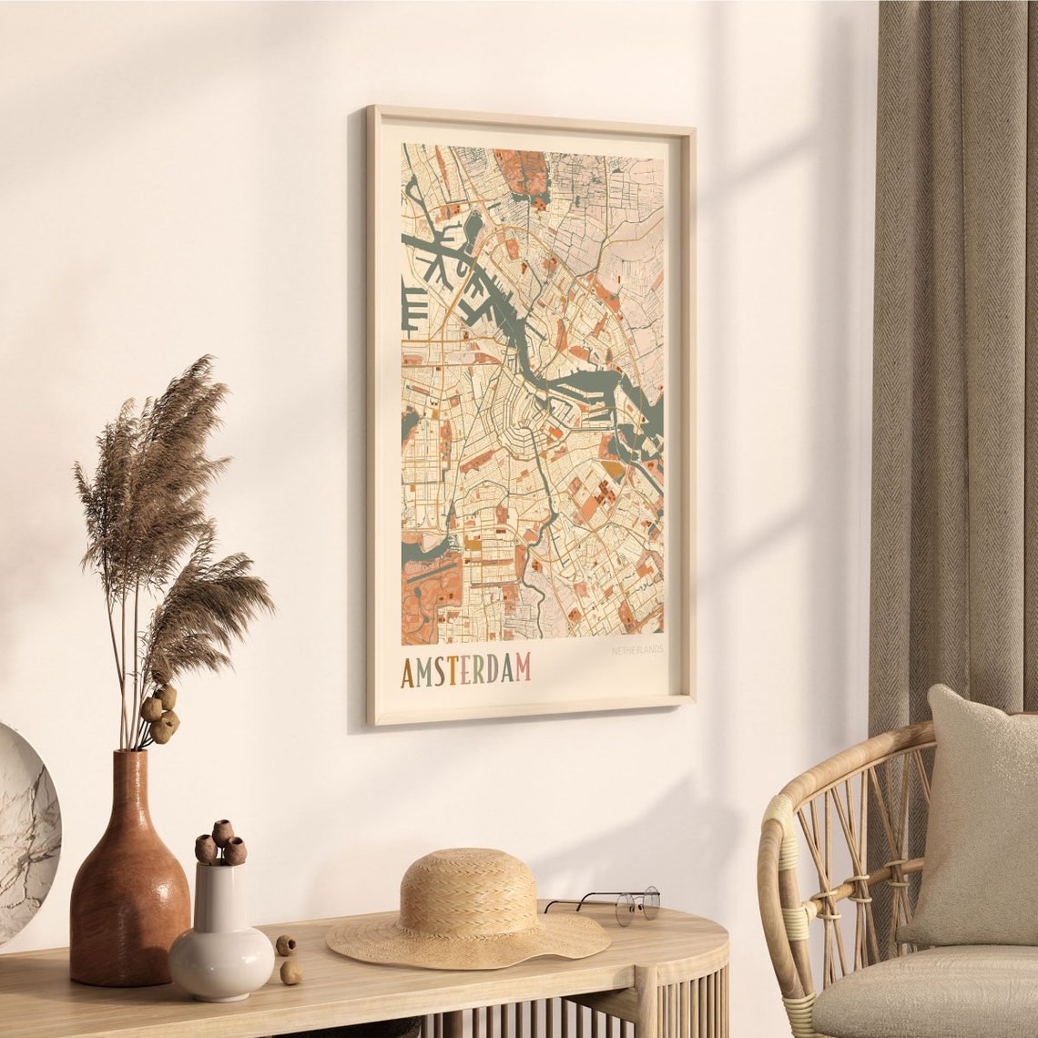Amsterdam Map, Boho Travel Art Print - Image 3