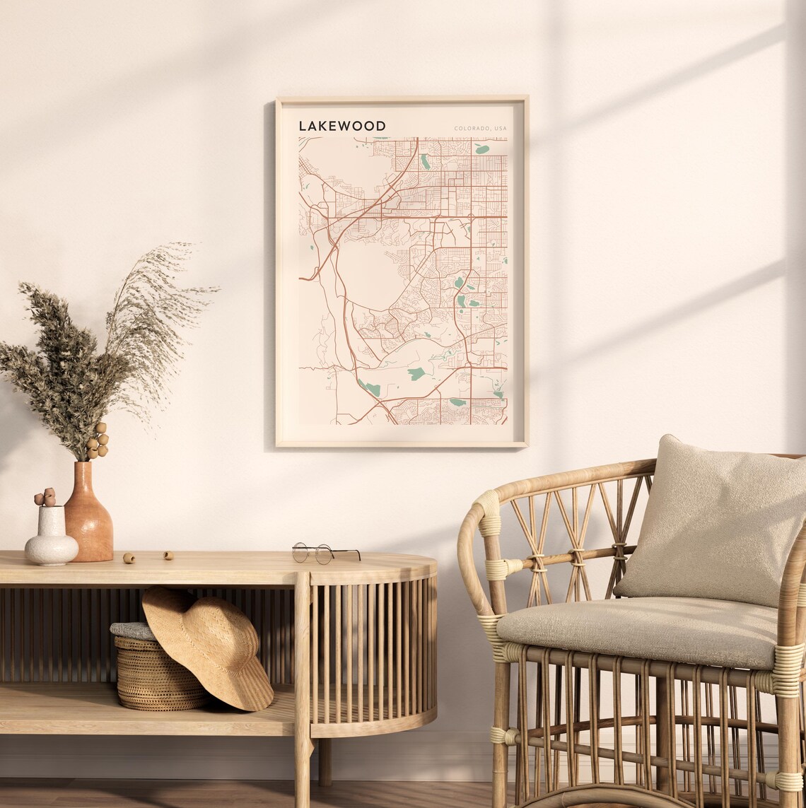 Lakewood Colorado Minimalist City Street Map Wall Decor Poster - Image 2