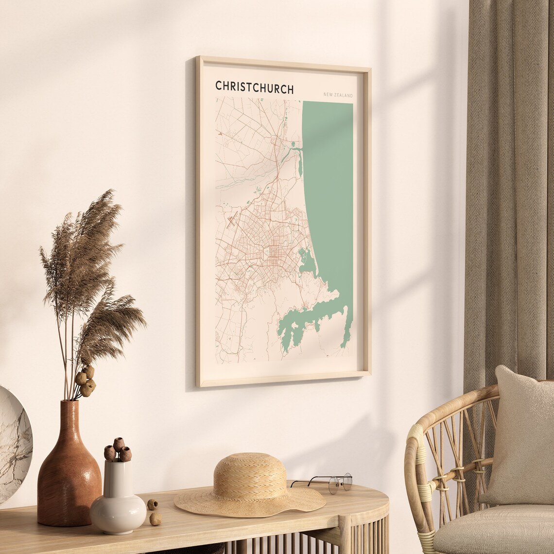 Christchurch New Zealand Minimalist City Street Map Travel Poster - Image 3