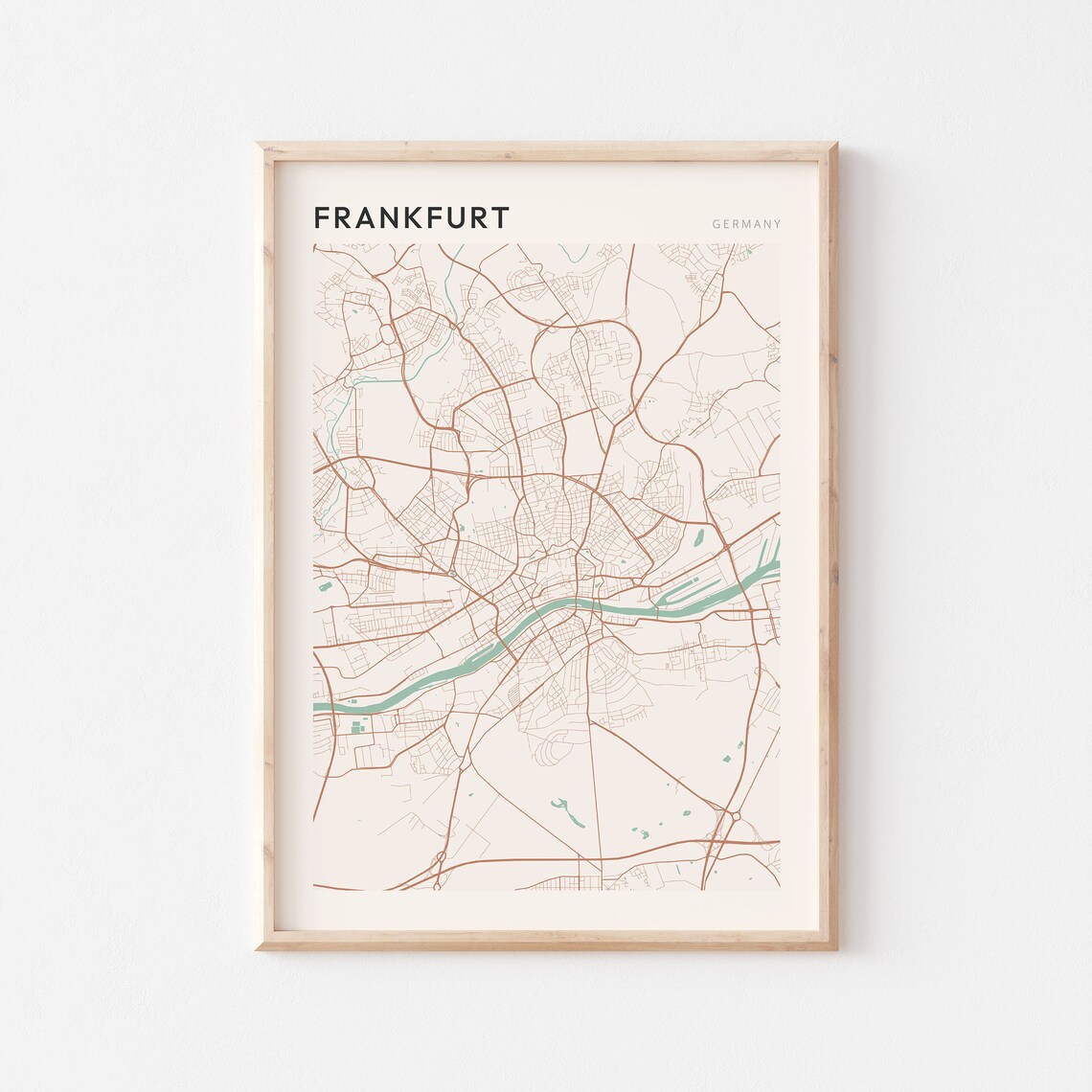 Frankfurt Germany Minimalist City Street Map Art Poster Home Decor
