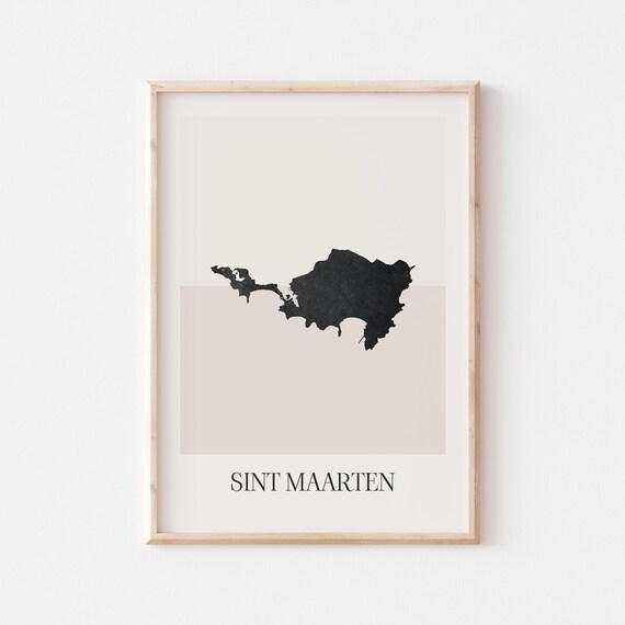 Sint Maarten Map Poster Print Minimalist Boho Wall Art Decor For Home Or Gift