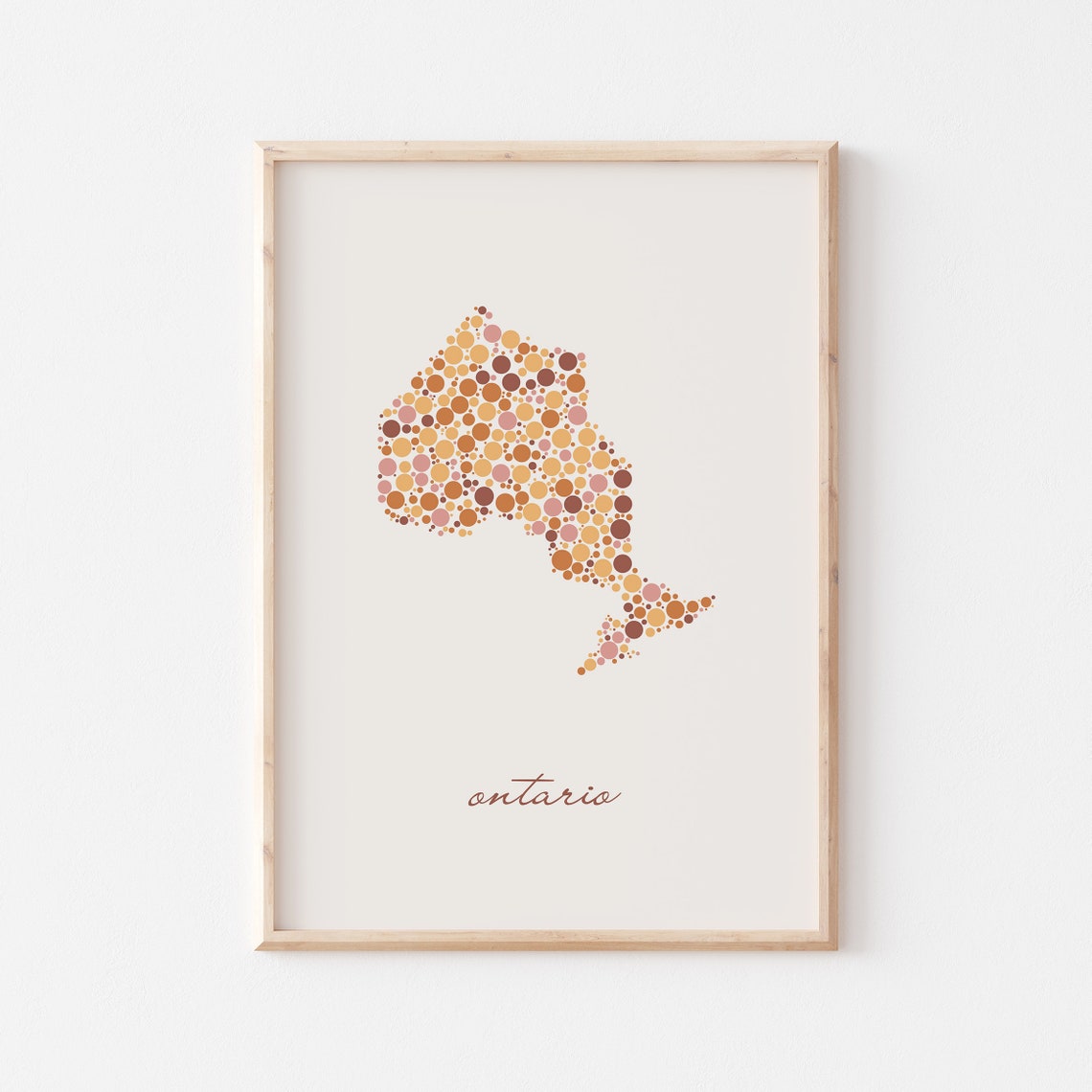 Ontario Canada Colorful Dot Art Province Map Script Decor Poster - Image 3
