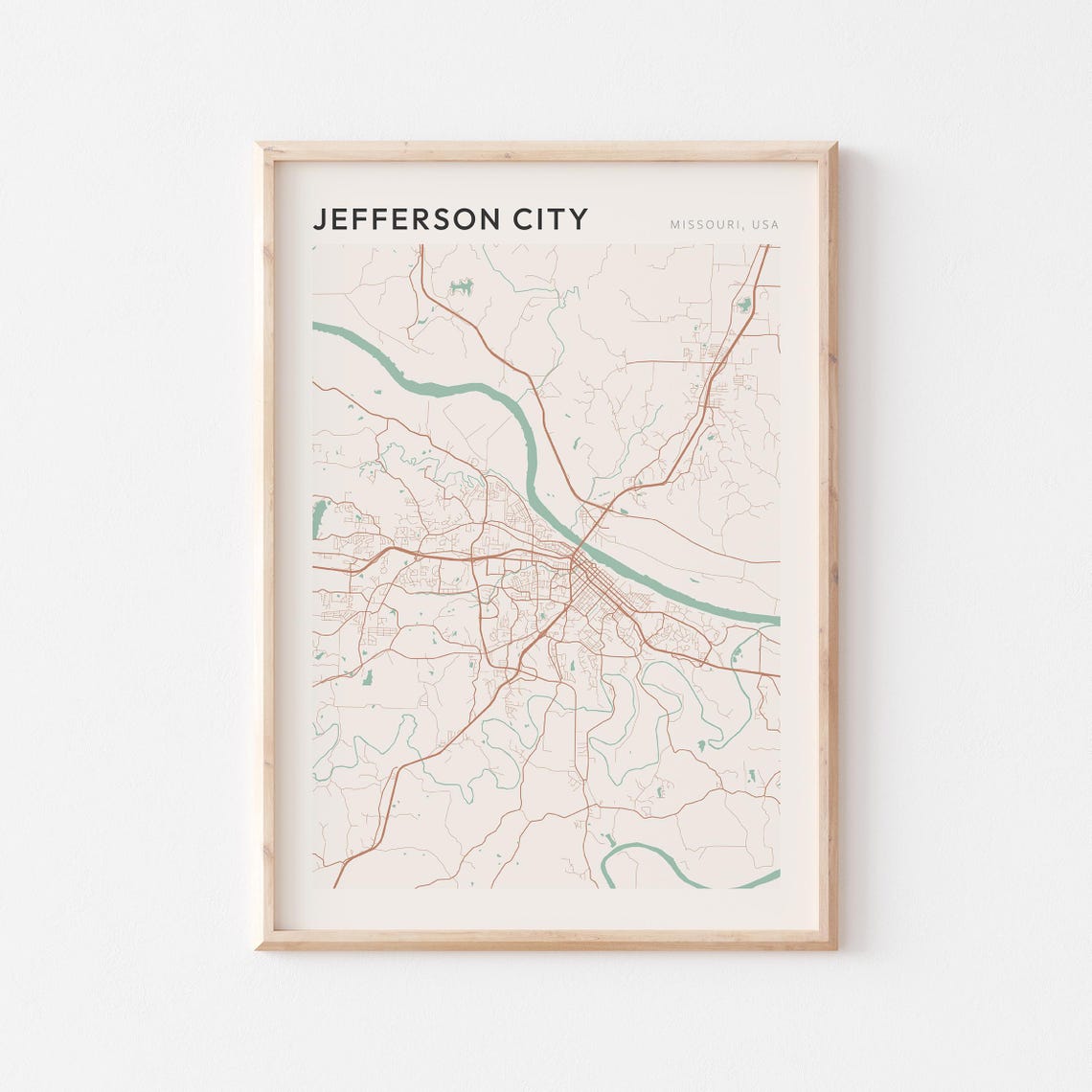 Jefferson City Map Poster Jefferson City Print Jefferson City Poster Jefferson City Wall Art Missouri Travel Gift Minimalist Print