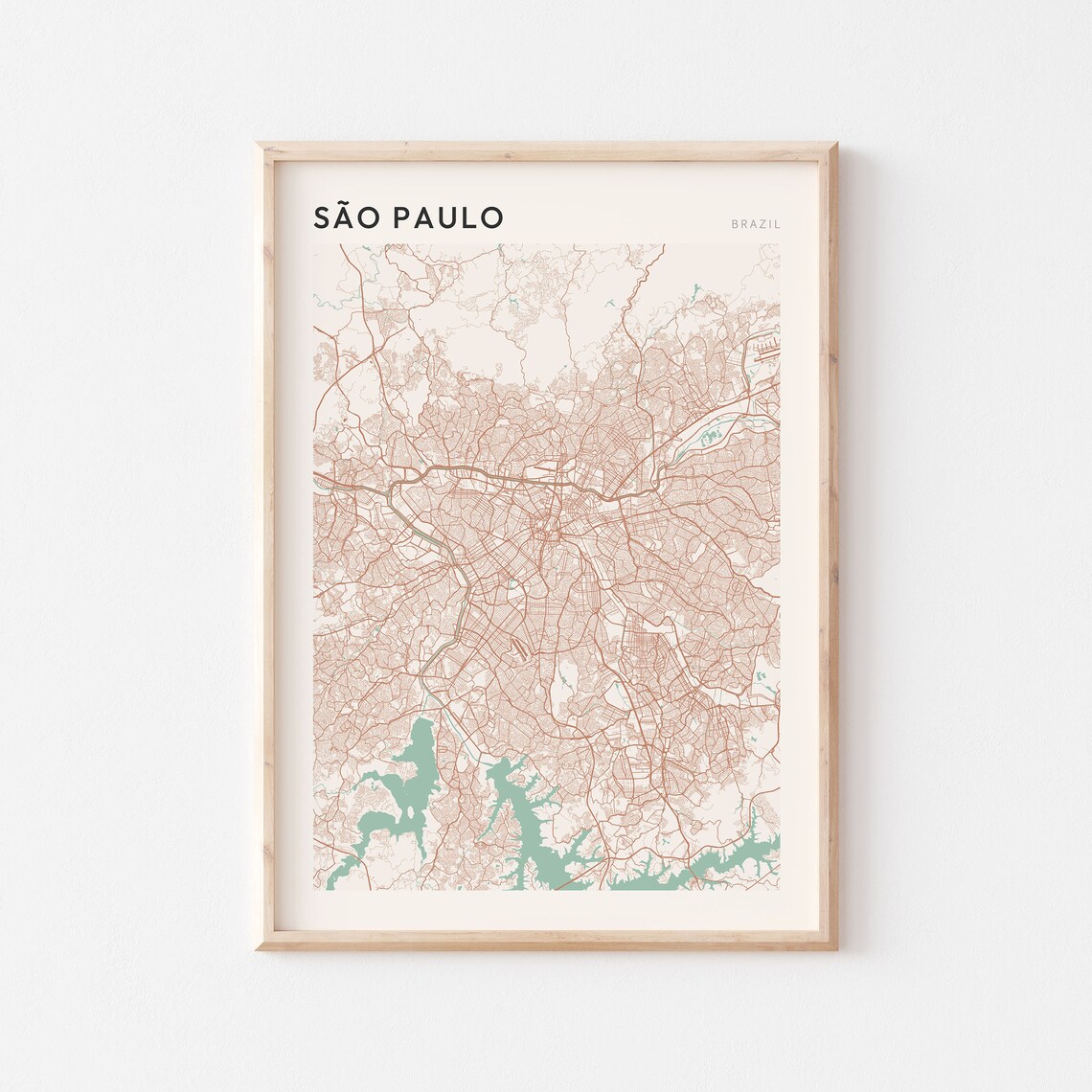 Sao Paulo Brazil Minimalist City Street Map Travel Art Poster