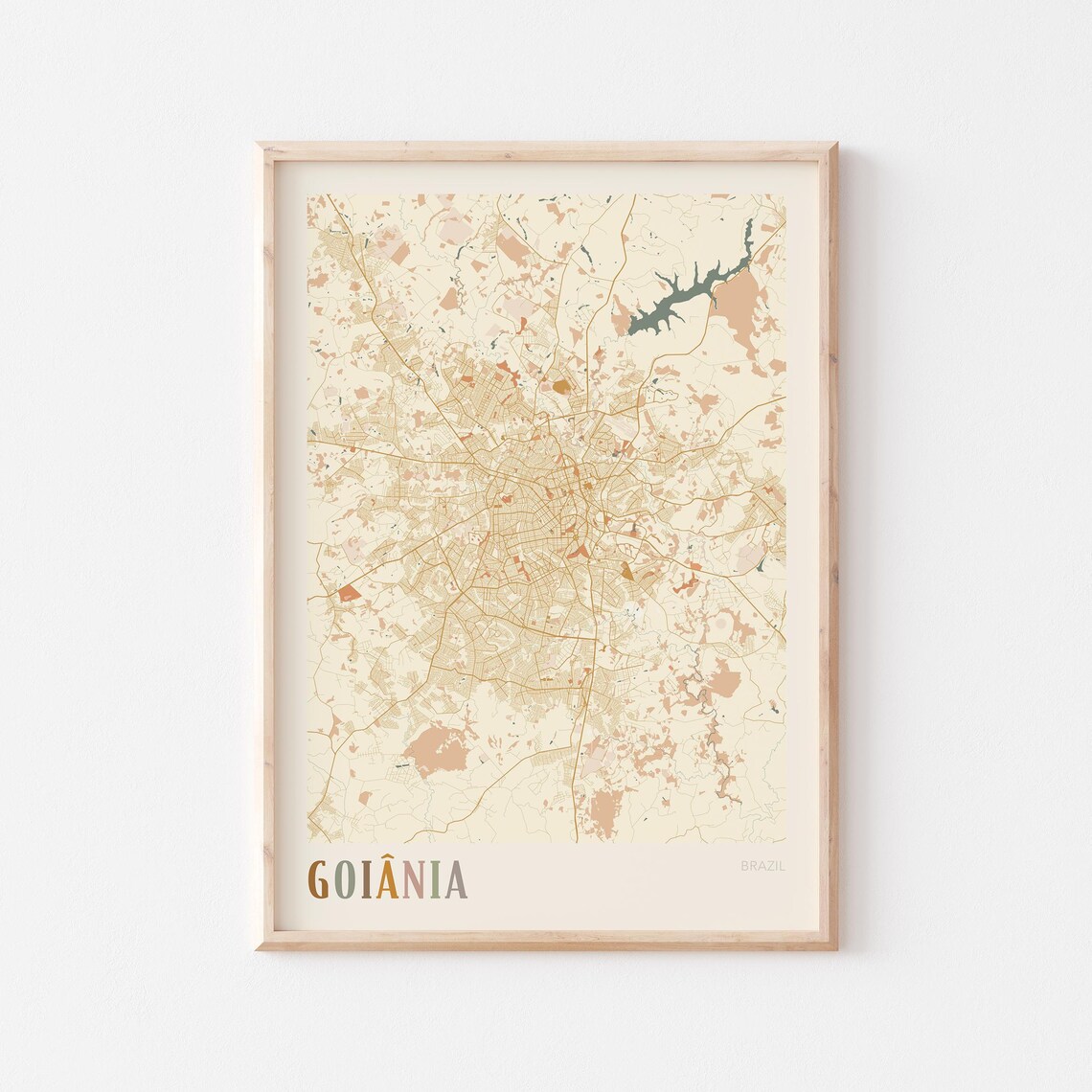 Goiania Map Poster Print Wall Art Brazil Travel Gift Boho Decor