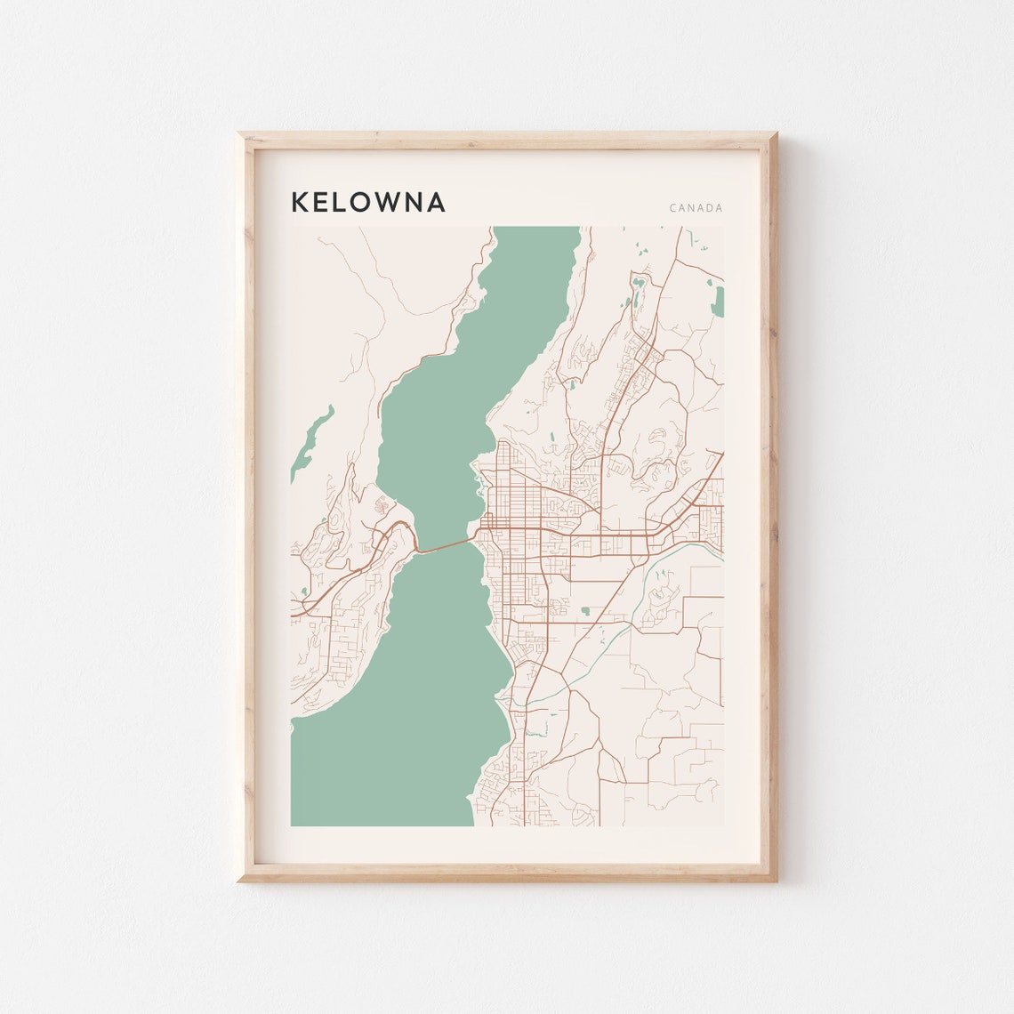 Kelowna Canada Minimalist City Street Map Art Poster Home Decor