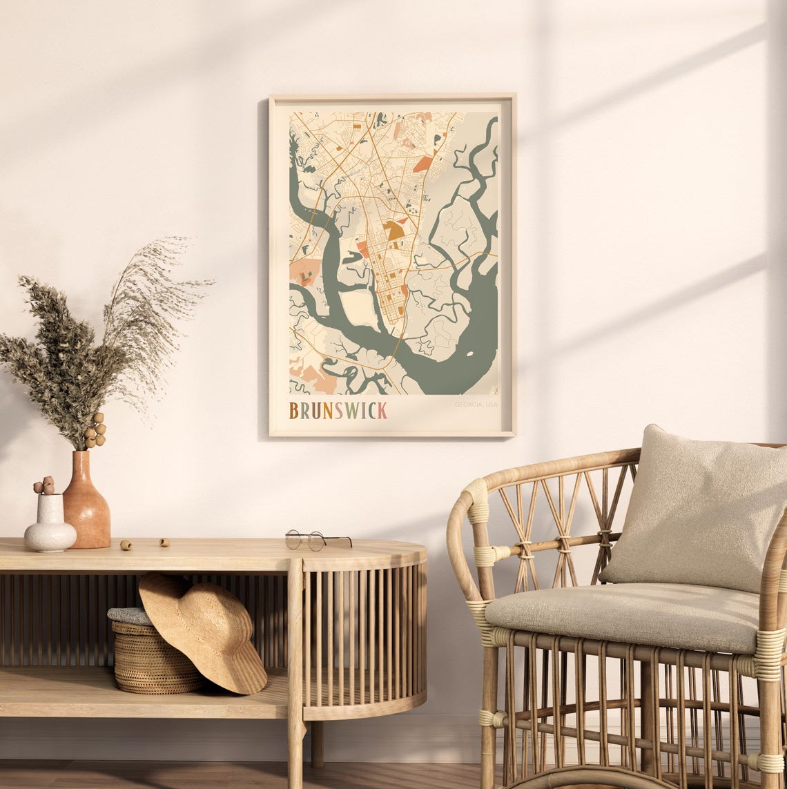 Brunswick Georgia Colorful Modern Boho City Street Map Decor Poster - Image 2