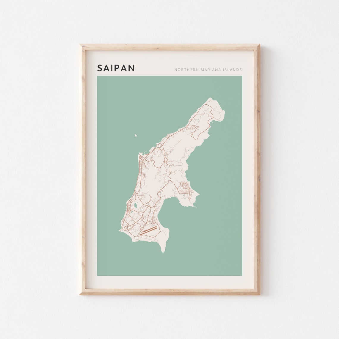 Saipan Northern Mariana Islands Minimalist Boho Island Map Poster