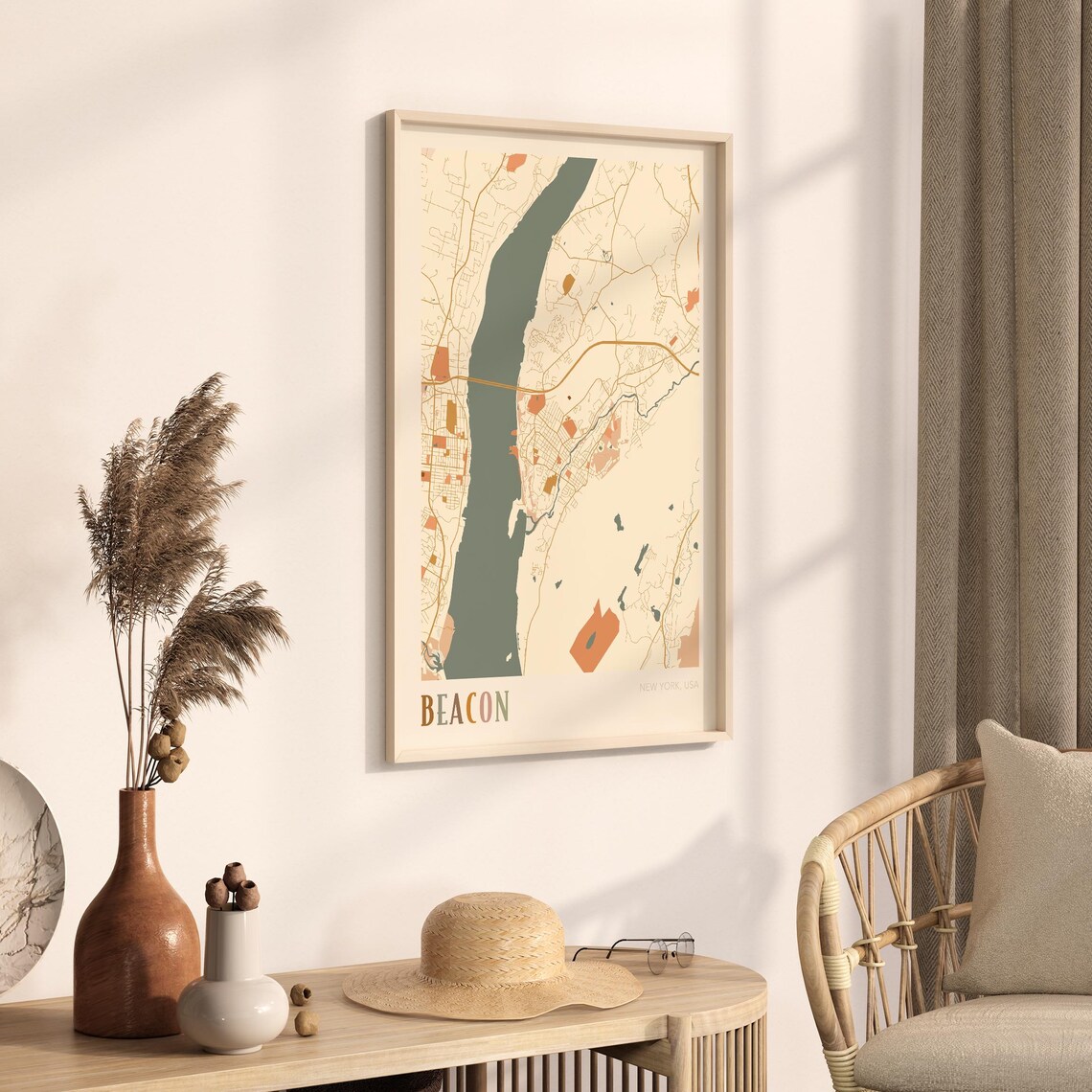 Beacon New York Boho City Street Map Hudson Valley Gift Poster - Image 3