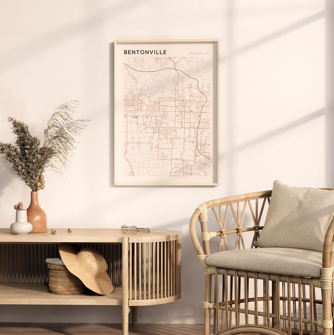 Bentonville Map Poster Bentonville Print Bentonville Poster Bentonville Wall Art Arkansas Travel Gift Farmhouse Wall Decor Travel Art - Image 2