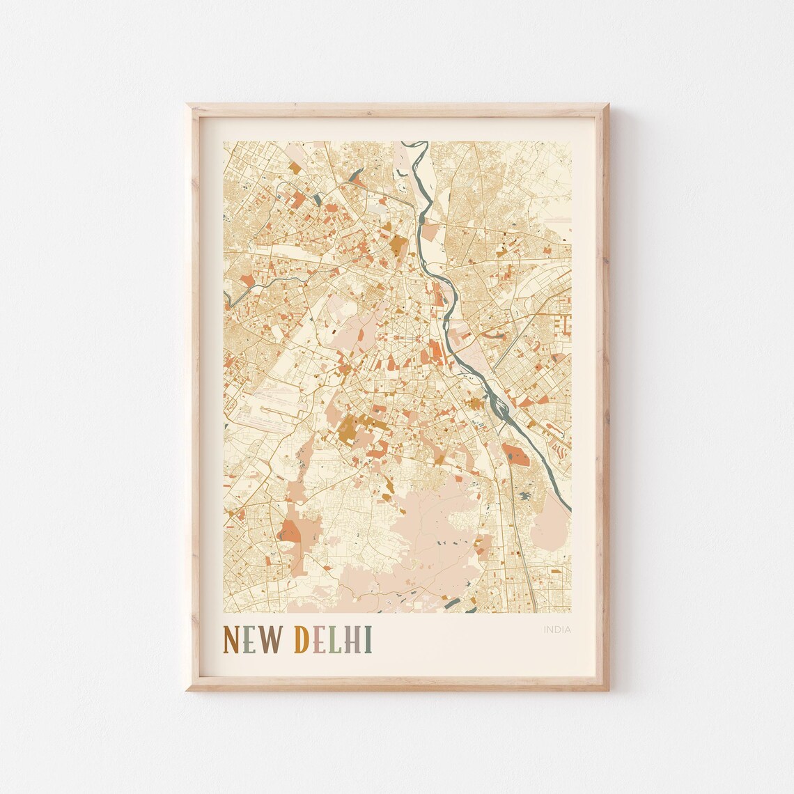 New Delhi Map Poster Print Wall Art India Travel Gift Boho