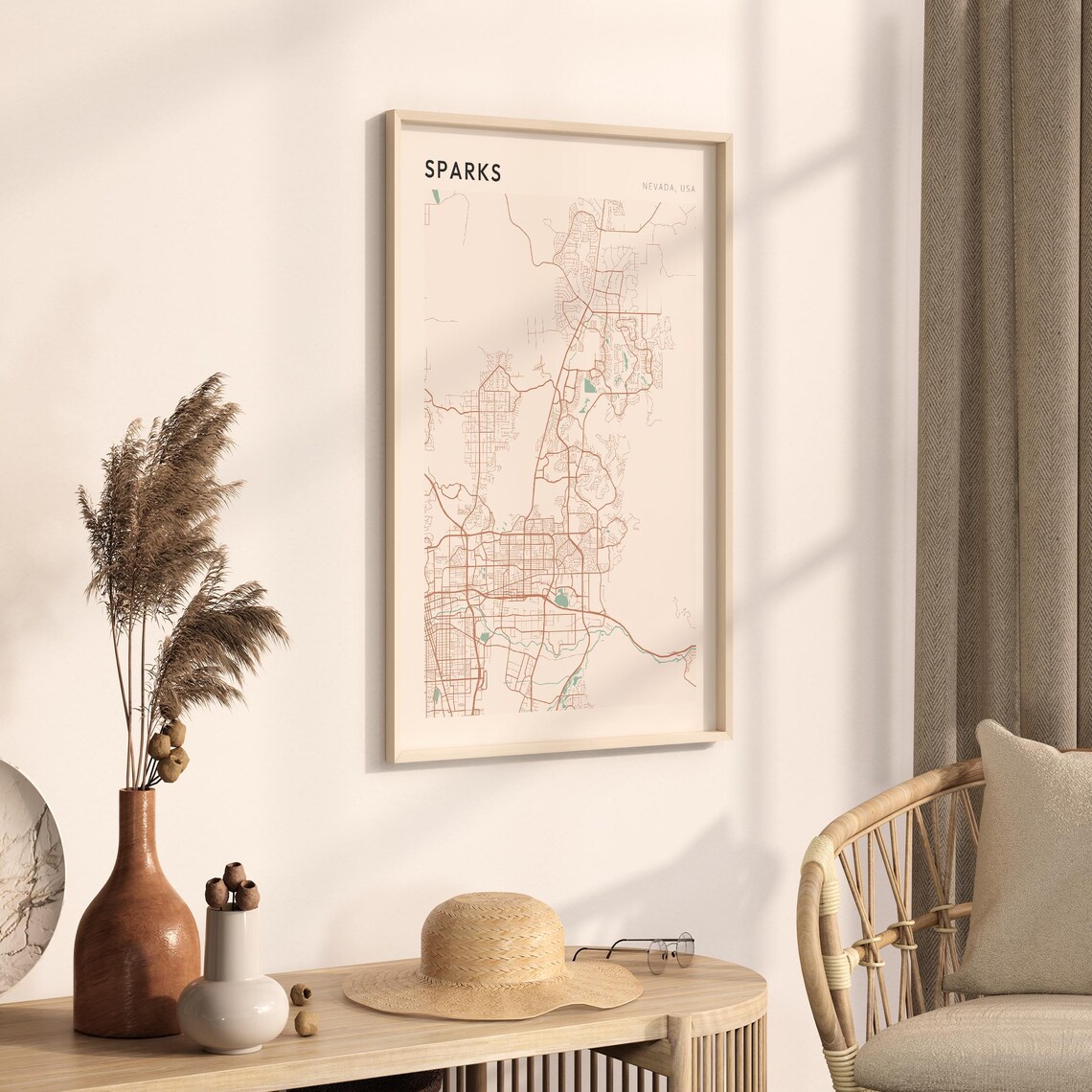 Sparks Nevada Minimalist Line City Street Map Poster for Home - Image 3