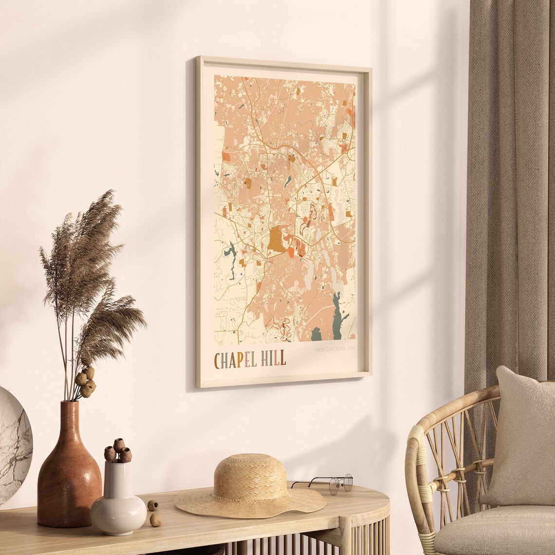 Chapel Hill North Carolina Vintage Boho City Street Map Poster - Image 3