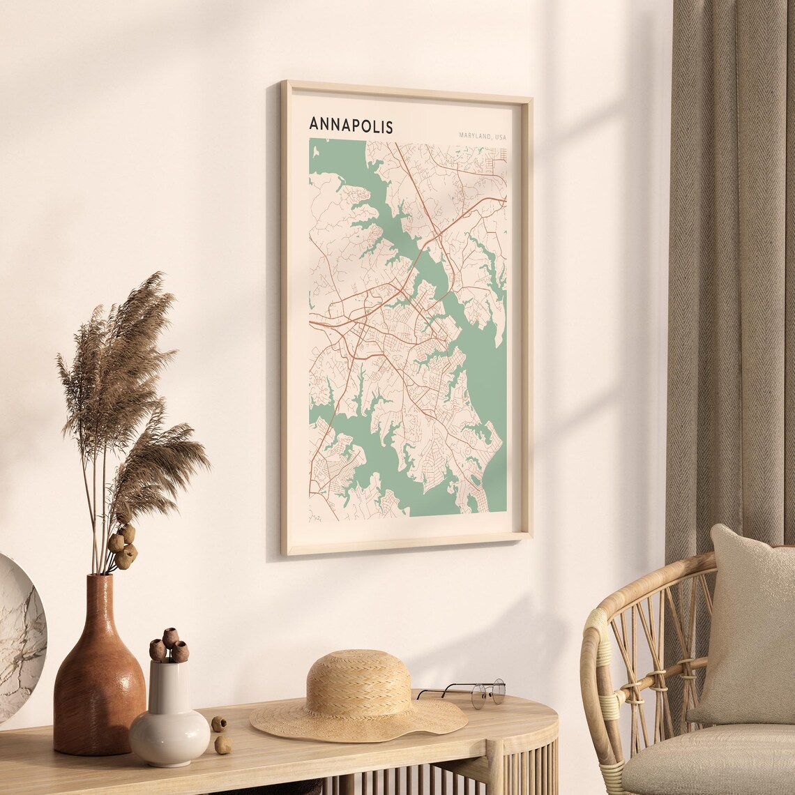 Annapolis Maryland City Map Poster Minimalist Line Art Modern Wall Decor Gift - Image 3