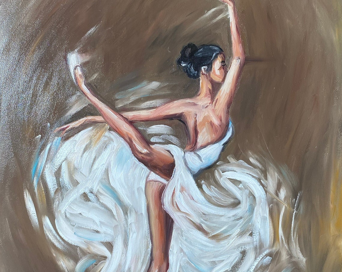 Modern Ballerina Painting Original Ballet Wall Art For Girl Room Dancing Ballerina Painting Ballet Dancer Artwork Ballerina Girl Art - Image 3