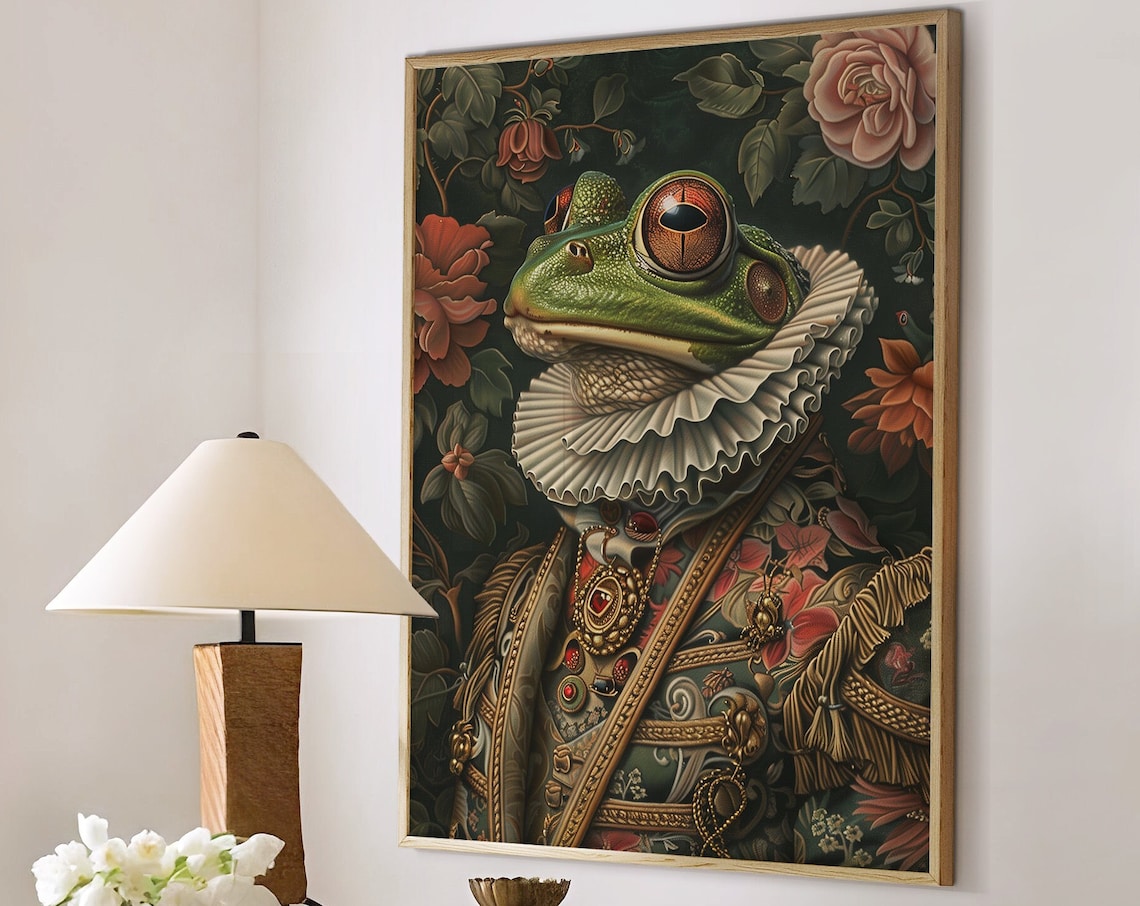 Gentleman Frog Renaissance Portrait Ornate Vintage Animal Poster