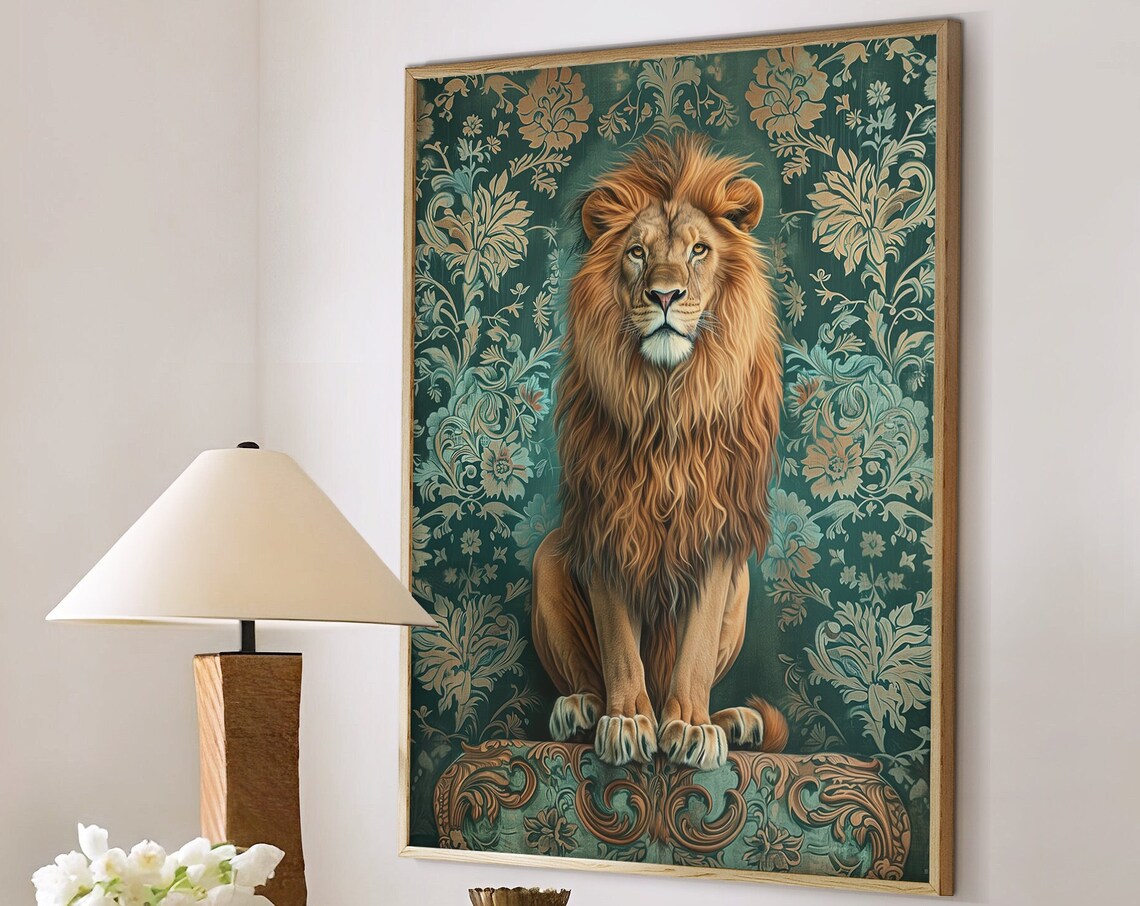 William Morris Inspired Lion Art Print, Home Decor