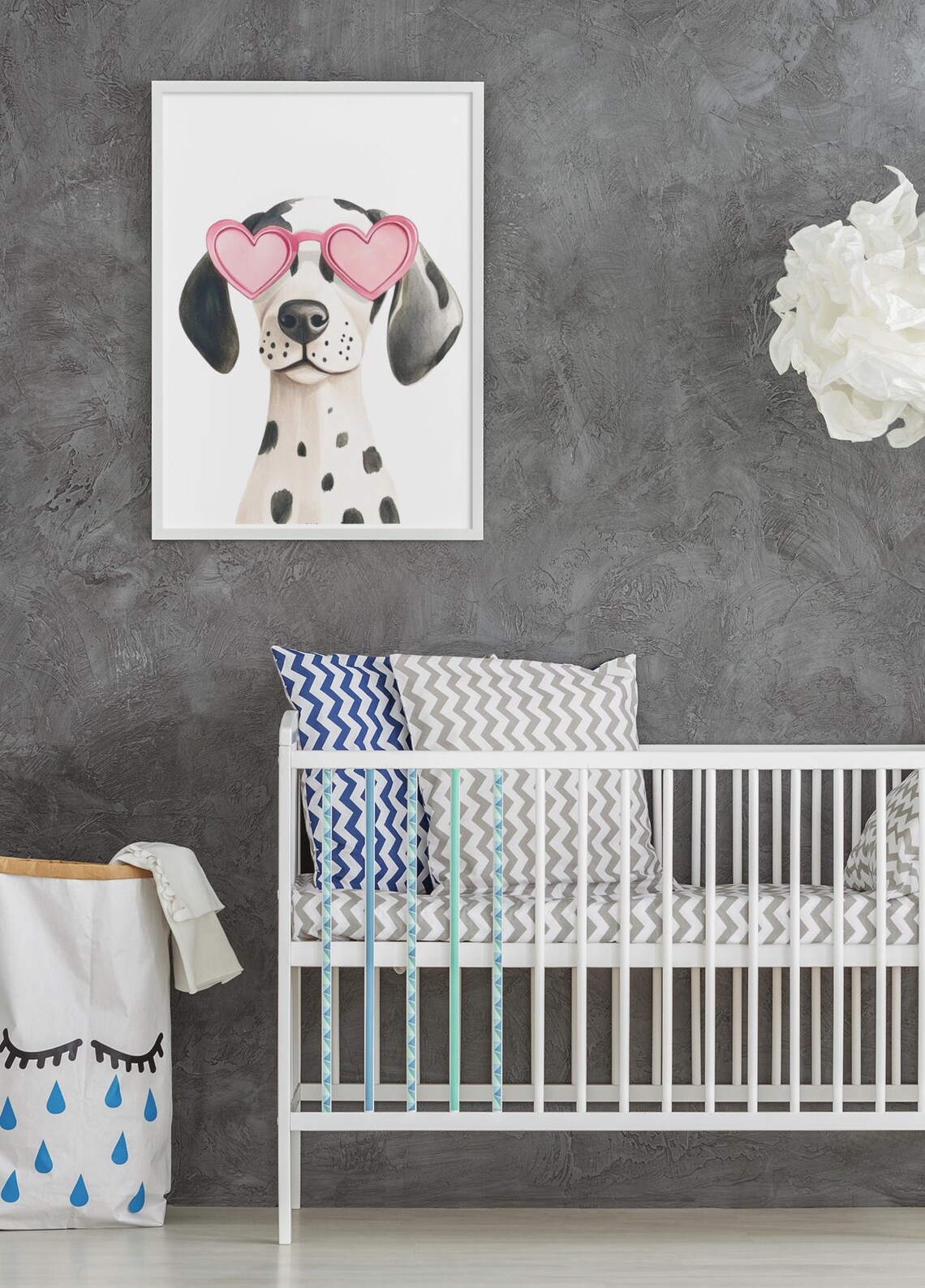 Dalmatian Puppy With Pink Heart Sunglasses Kids Room Nursery Poster - Image 2
