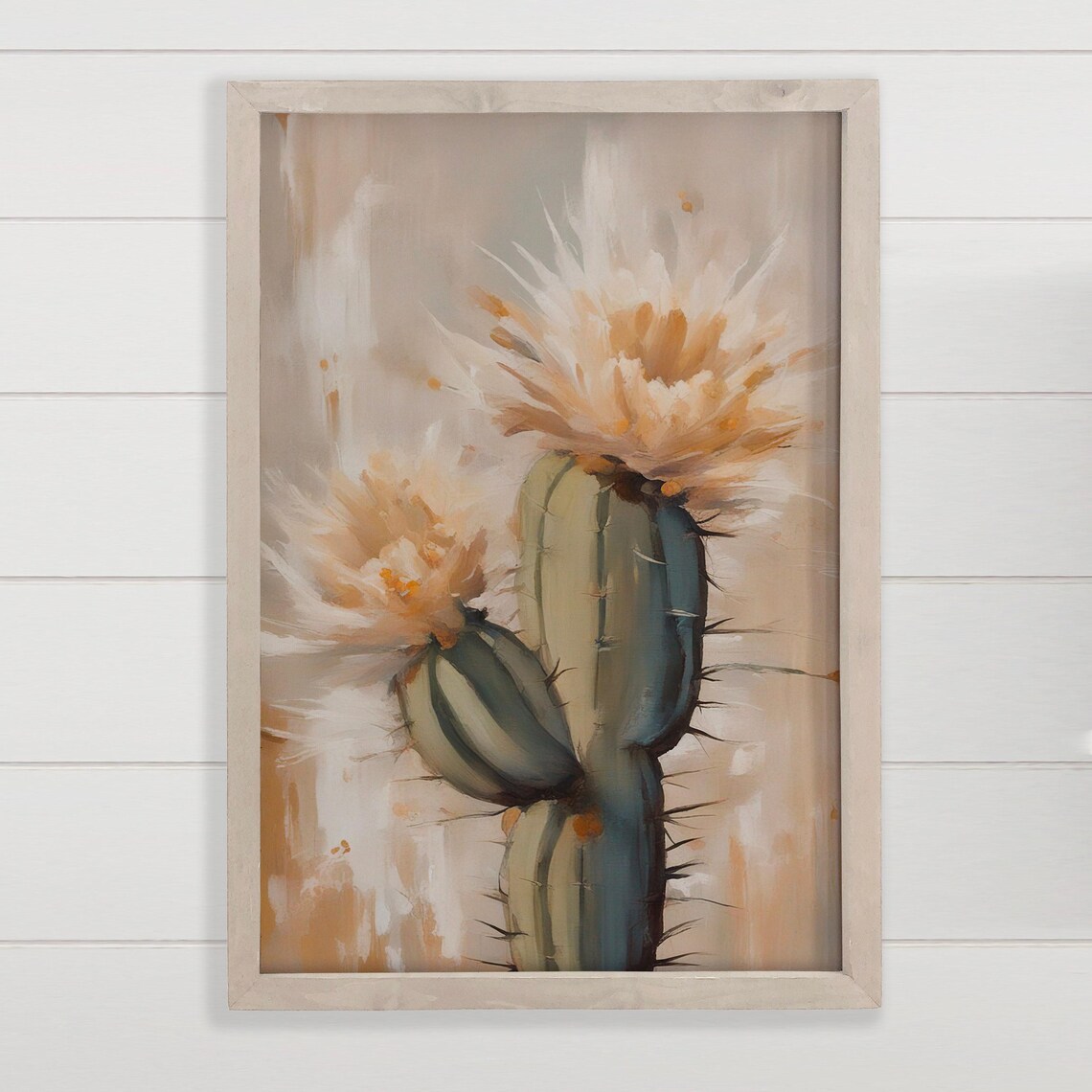 Blooming Saguaro Art Print, Desert Wall Decor