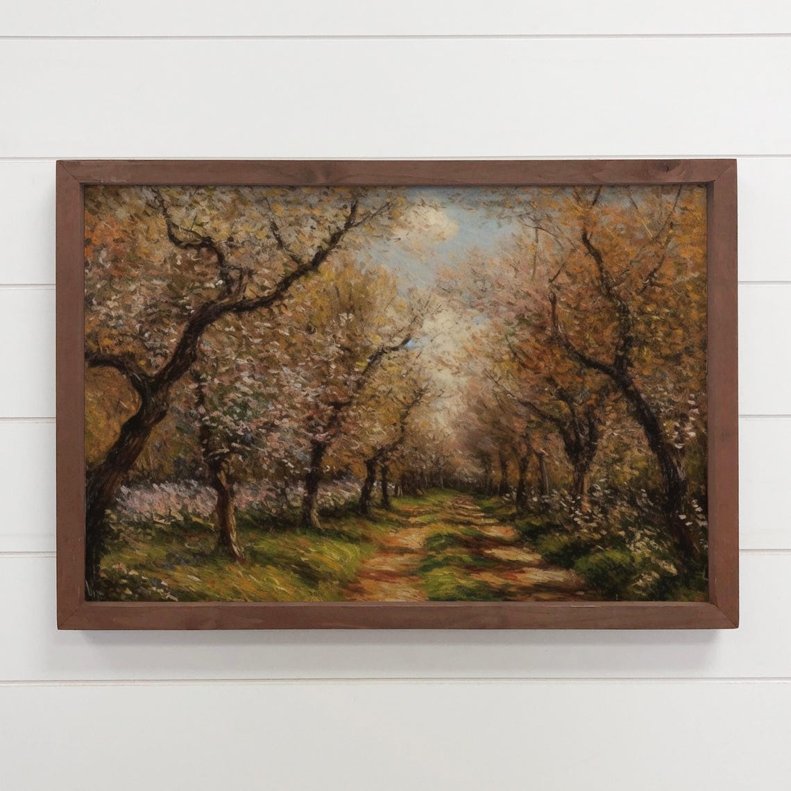 Golden Autumn Orchard Path Impressionist Landscape Poster for Home