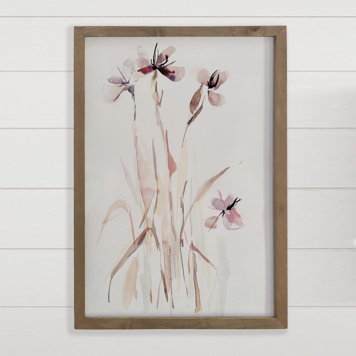 Blush Wildflowers Minimalist Watercolor Botanical Wall Poster