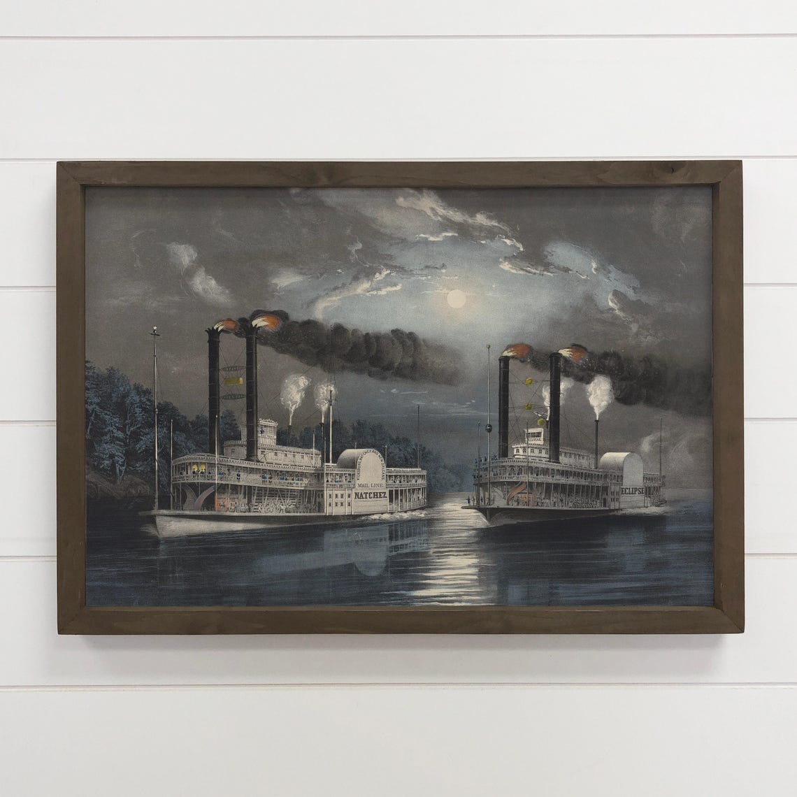 Midnight Mississippi Steamboats Natchez Eclipse Night Poster