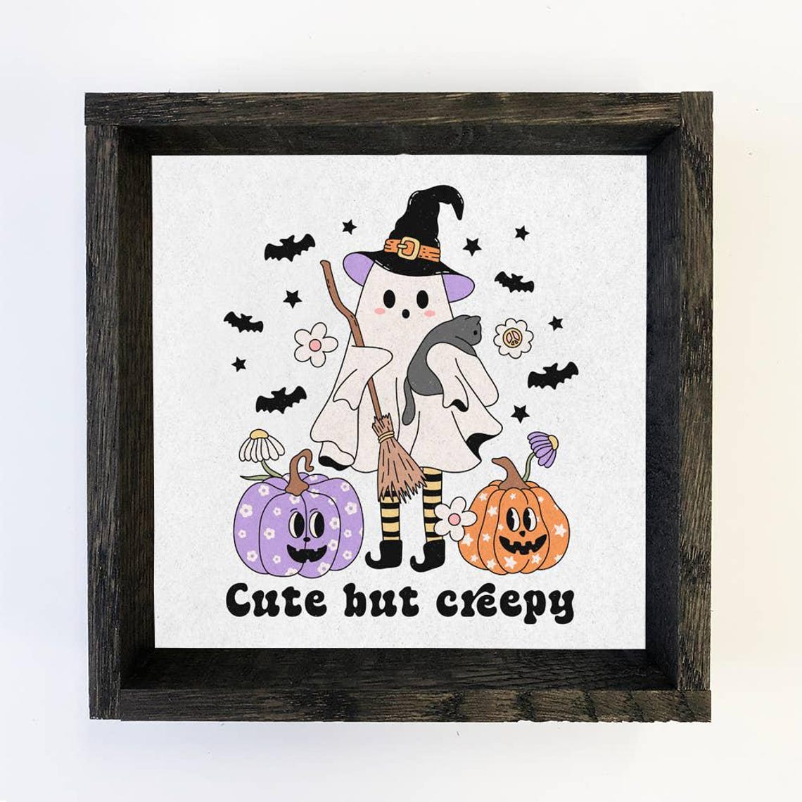 Cute But Creepy Witch Halloween Canvas Art Framed