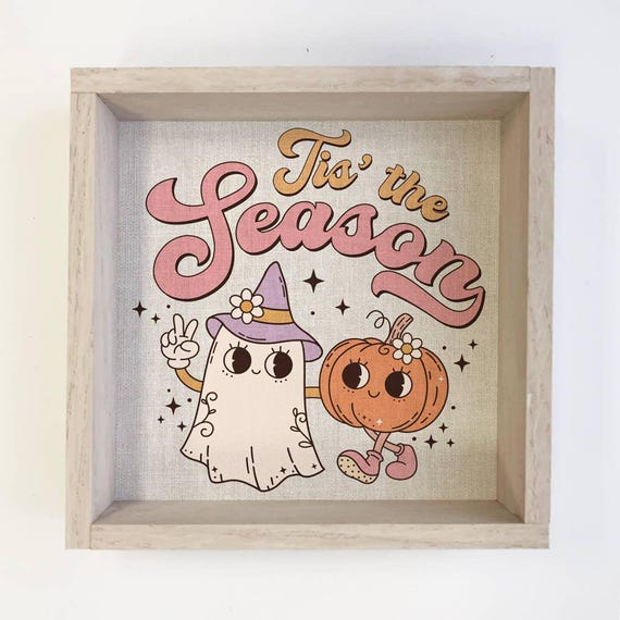 Ghostie Framed Print Tis The Season Halloween Retro Cute Word Sign