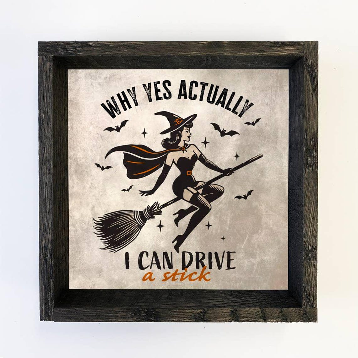 I Can Drive A Stick Halloween Canvas Art Wood Framed