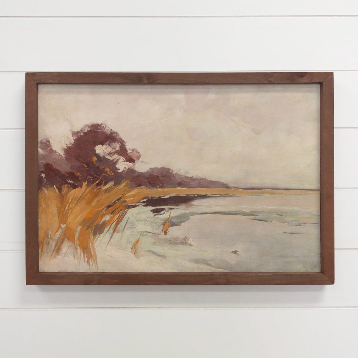 Abstract Winter Beach Grasses Muted Calm Minimalist Art Poster